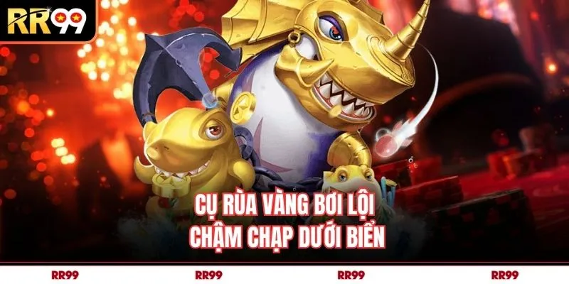 Cụ rùa vàng bơi lội chậm chạp dưới biển